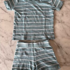 LAKE Pajamas Striped Green and White Kids Pajamas, Size 18-24 months